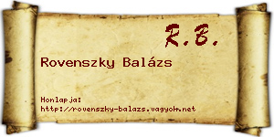 Rovenszky Balázs névjegykártya